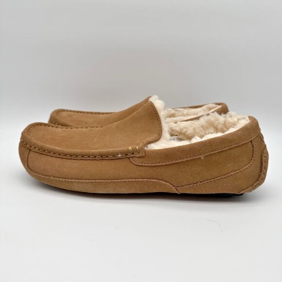 Ugg Mens Ascot Slippers US 9 EU 42 Chestnut Suede Slip On EUC main image 4